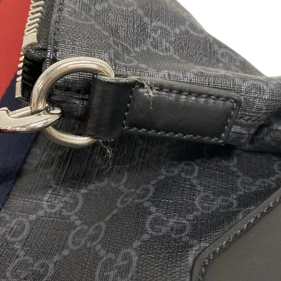 GUCCI GG Supreme Canvas Messenger Bag 474139 Black Dark Navy Red PVC - - Picture 13 of 15
